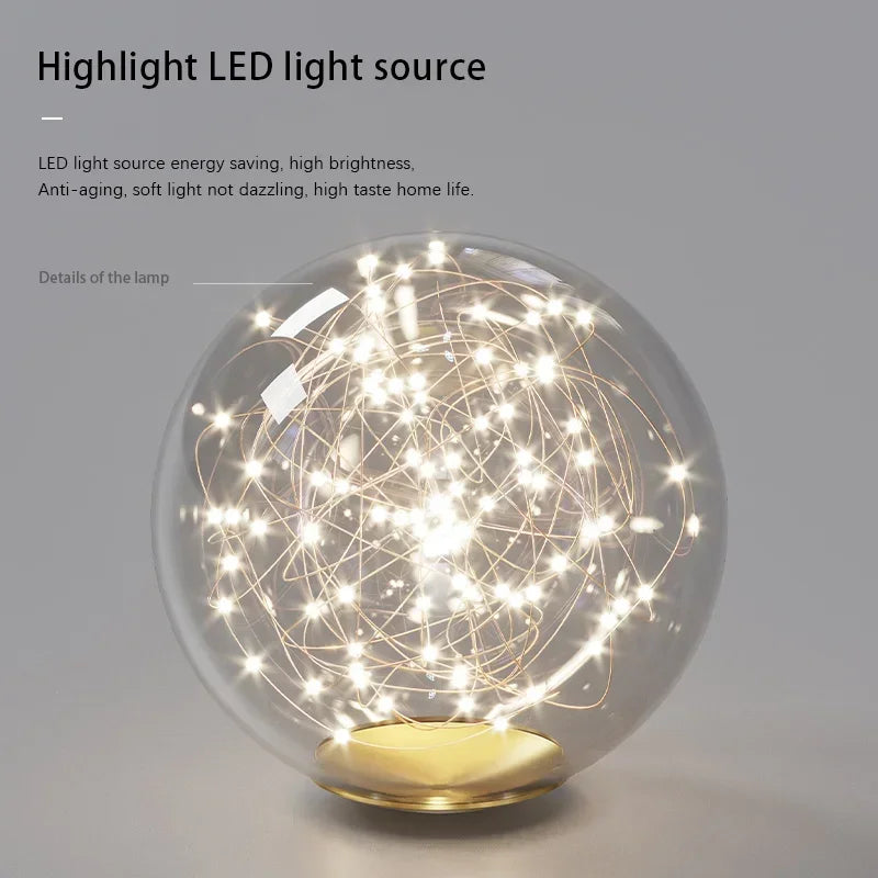 lustre nordique longue boule de verre or pour bar - vue 6 sur 12