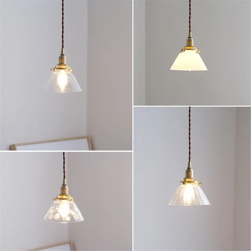 suspension rétro en verre et laiton pour décoration intérieure - vue 4 sur 10