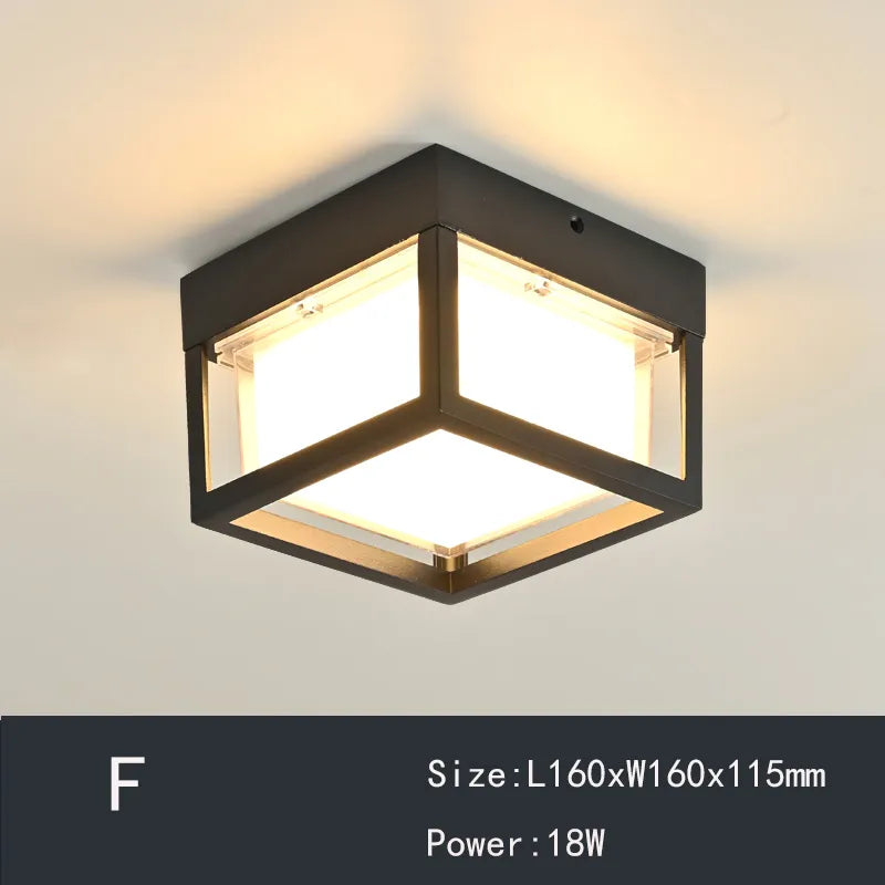 plafonnier led étanche pour balcon jardin cour carré rond - vue 7 sur 12