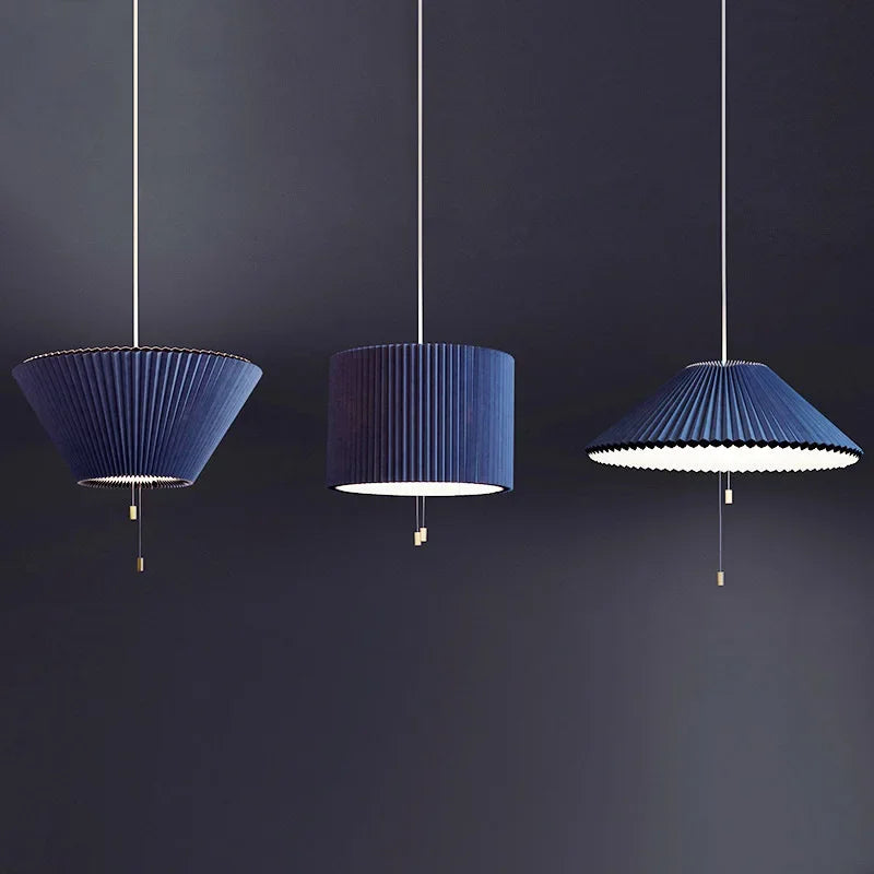 lustre moderne design parapluie en tissu plissé déformé led - vue 5 sur 9