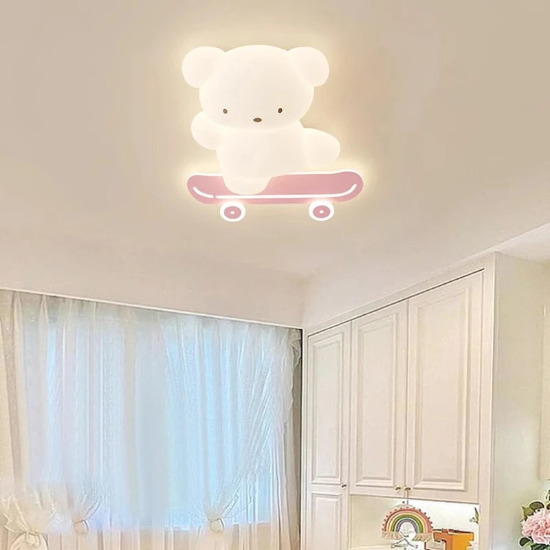 plafonnier ours skateboard lumineux pour chambre d'enfant moderne - vue 3 sur 8