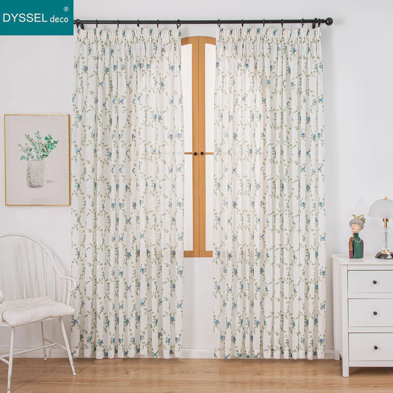 Rideau voile transparent motif floral style moderne salon