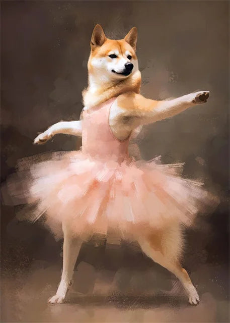 portraits de ballerine de chien art abstrait mural kawaii - vue 21 sur 26
