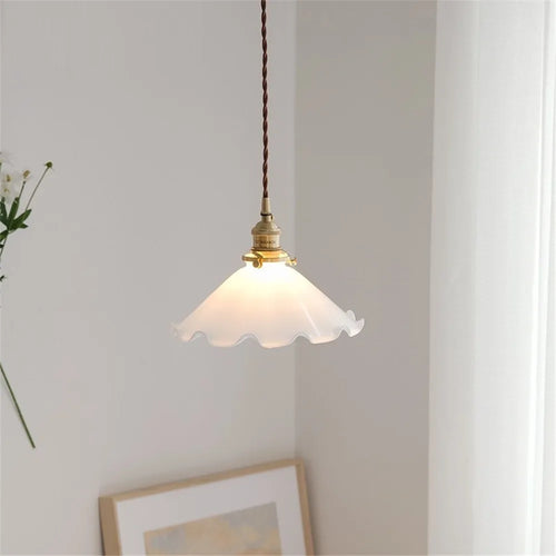 Pendelleuchte aus Messing und Glas – ideal für Loft - vue 6 sur 6