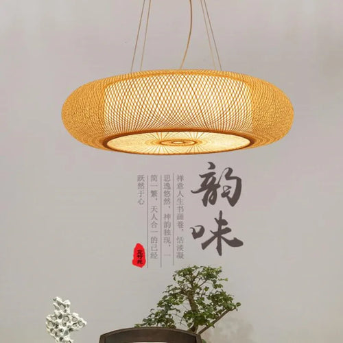 Moderne Pendelleuchte aus Bambus im chinesischen Stil für die Innendekoration - vue 2 sur 10