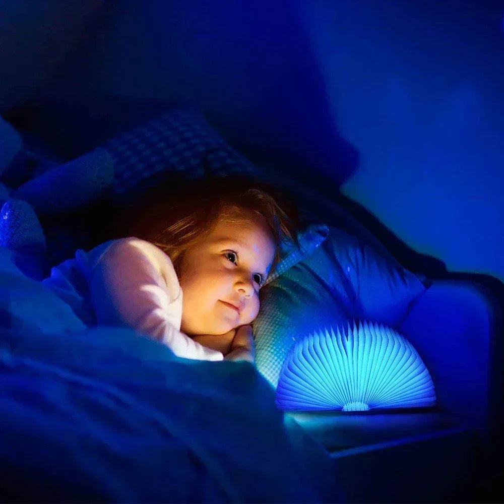 3D pliant créatif LED veilleuse RGB couleur USB Recharge en bois livre lumière décor chambre bureau lampe de Table pour enfant cadeau d'anniversaire - vue 7 sur 10