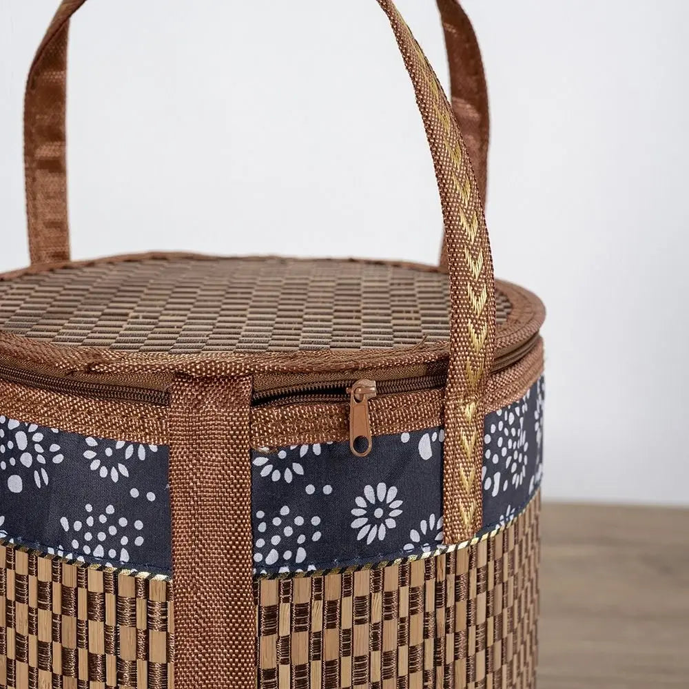 panier de pique-nique en bambou tissé écologique et pliable - vue 6 sur 8
