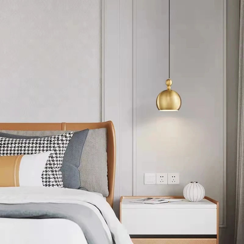 lampe suspendue vintage en cuivre avec fil réglable - vue 2 sur 8