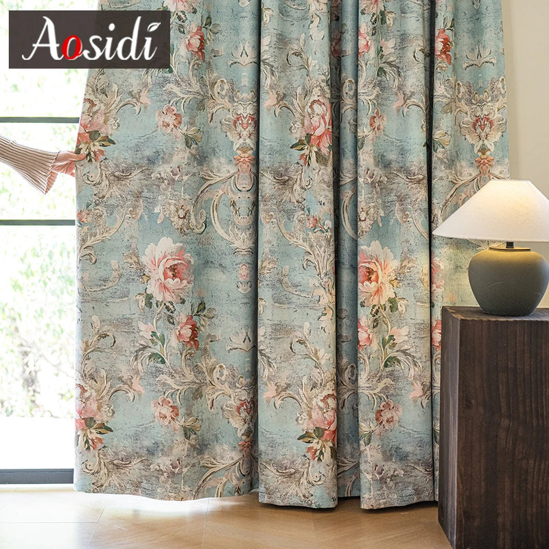 Rideau occultant moderne motif floral pour chambre salon