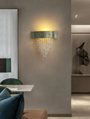 Kronleuchter aus Kristall und Kupfer mit dimmbarer LED im modernen Design