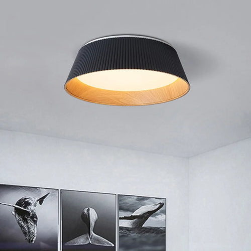 Minimalistische plissierte Pendelleuchte aus Holz für die Innendekoration - vue 4 sur 10