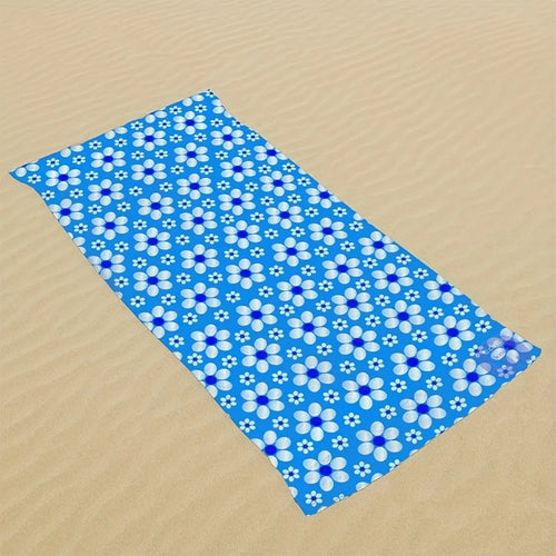 Serviette de plage microfibre motif floral vintage multiusage