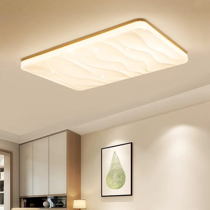 plafonnier led carré moderne simple en bois pour intérieur - vue 6 sur 11