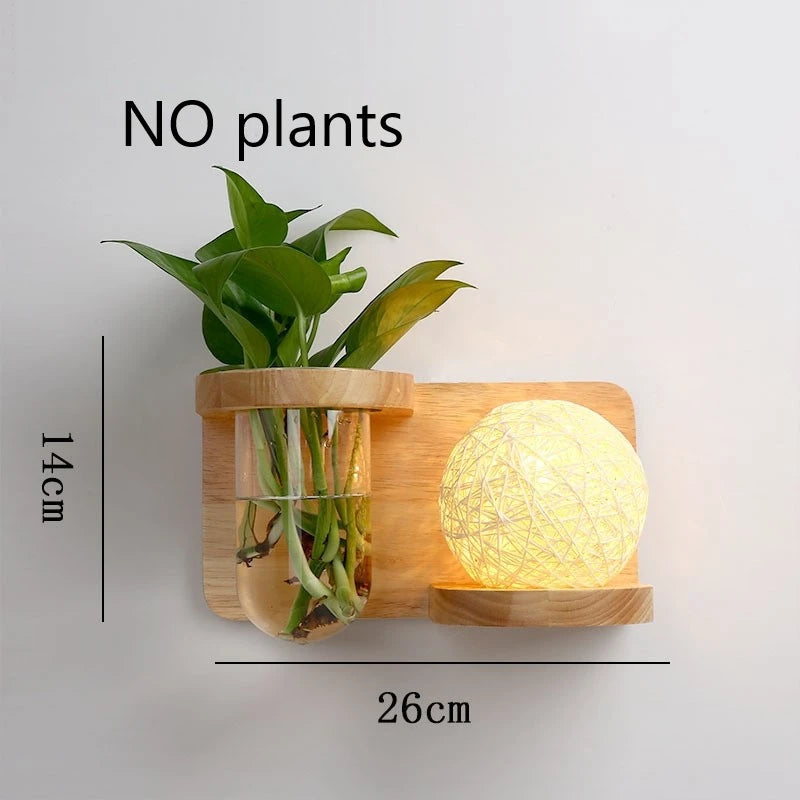 LED-Wandleuchte aus Holz mit nordischem Pflanzengefäß - vue 14 sur 23
