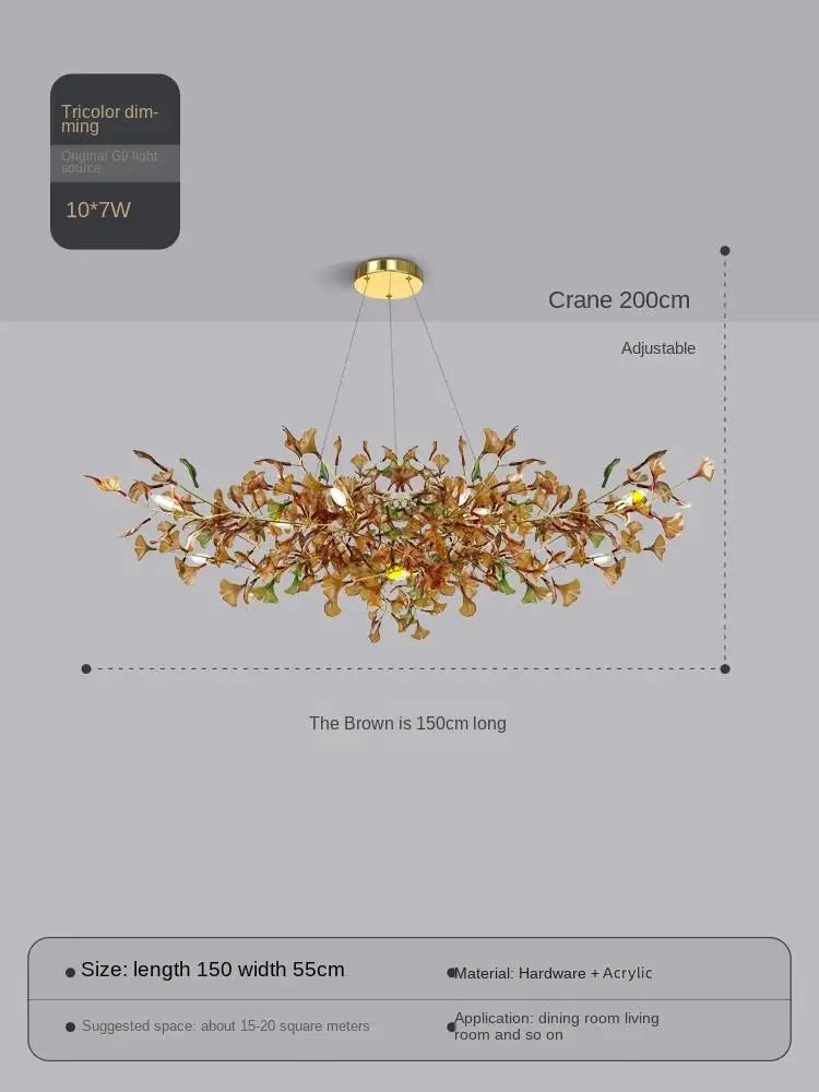 suspension moderne en ginkgo en verre personnalisée pour un éclairage élégant - vue 14 sur 16