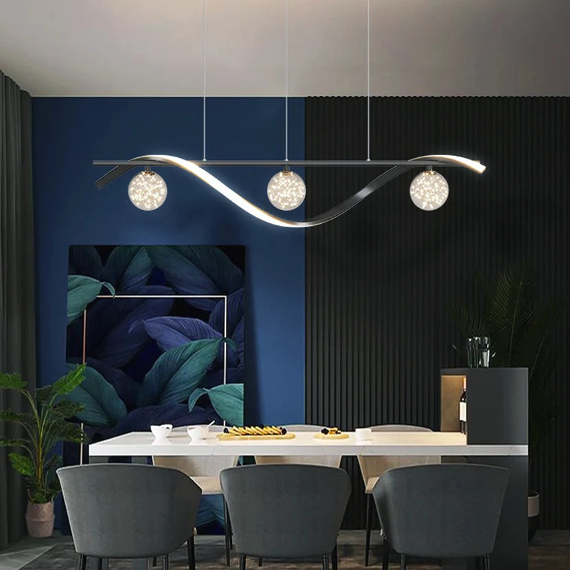 lustre sandyha led étoiles en boule de verre clair suspendue