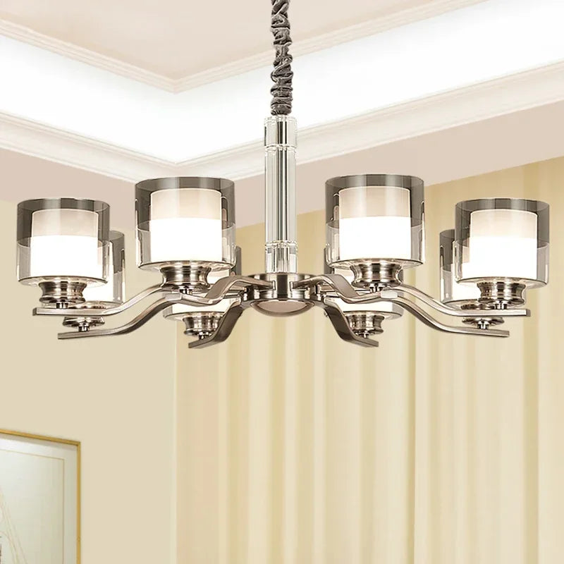 plafonnier led suspendu métal nickel design moderne luminaire décoratif intérieur - vue 5 sur 13