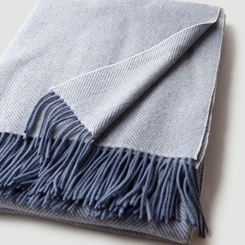 plaid laine douce rayures twill pompons voyage maison - vue 3 sur 7
