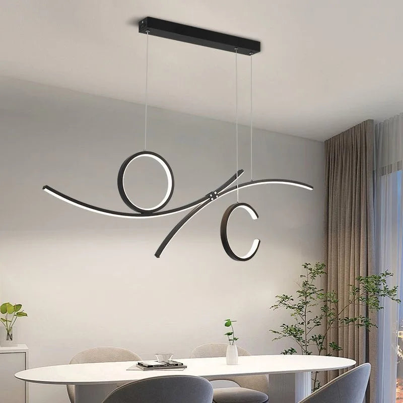 plafonnier led moderne design ondulé pour intérieur tendance 2024 - vue 4 sur 8
