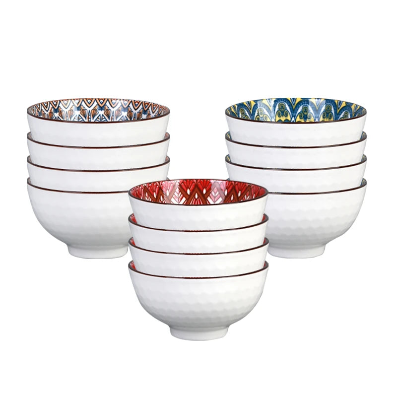 Ensemble bols ceramique motif floral boheme cuisine