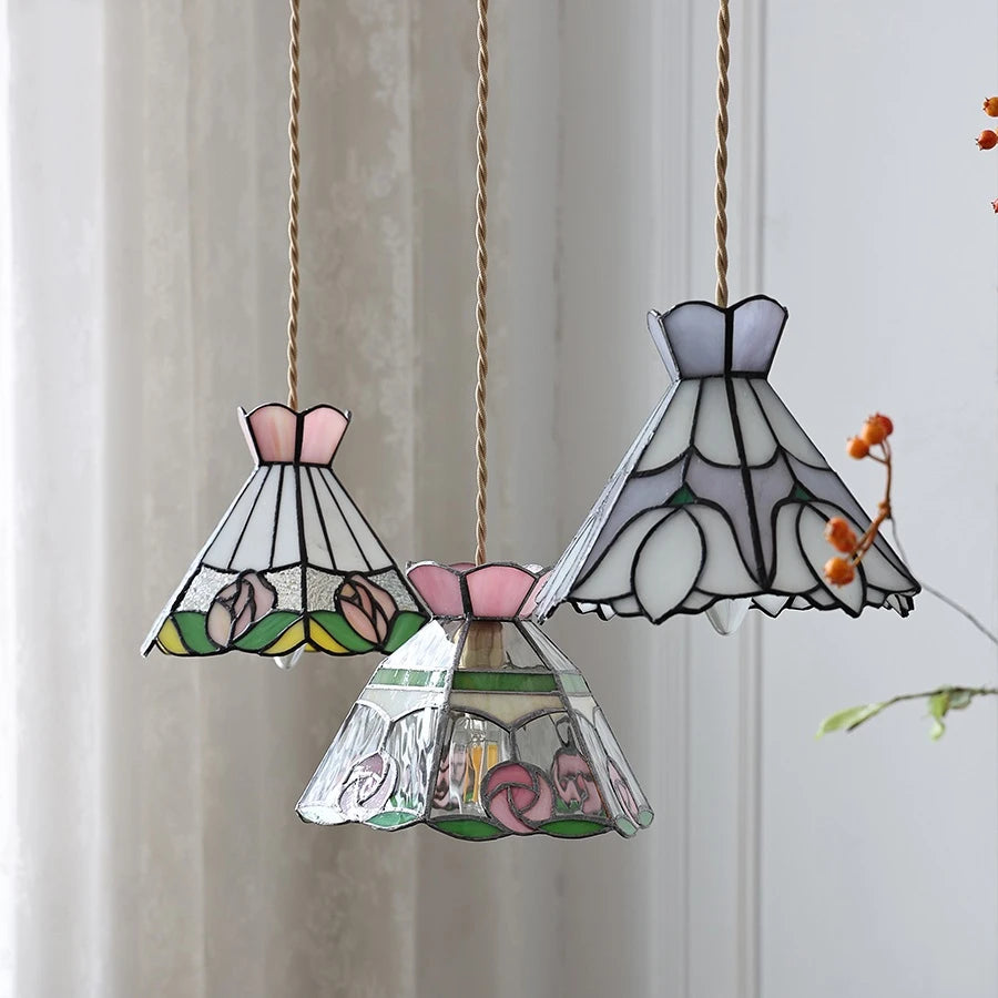 suspension fleur verre cuivre nordique moderne led iwhd europe syle - vue 6 sur 26