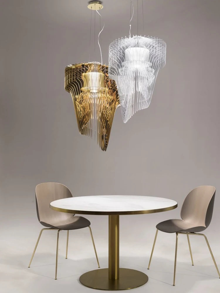 lustre design italien créatif modèle villa art acrylique - vue 3 sur 9
