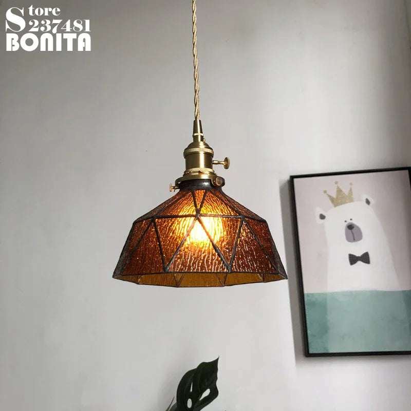 suspension en verre pur avec design ondulé en cuivre - vue 6 sur 9