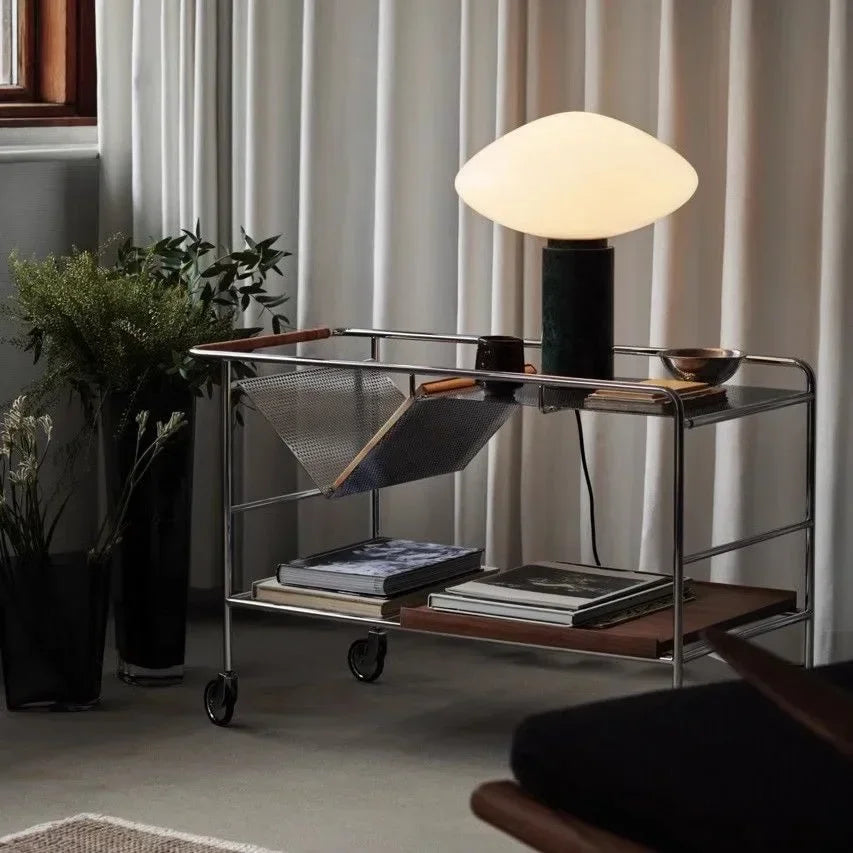 lampe à poser en marbre avec boule de verre design danois - vue 5 sur 8