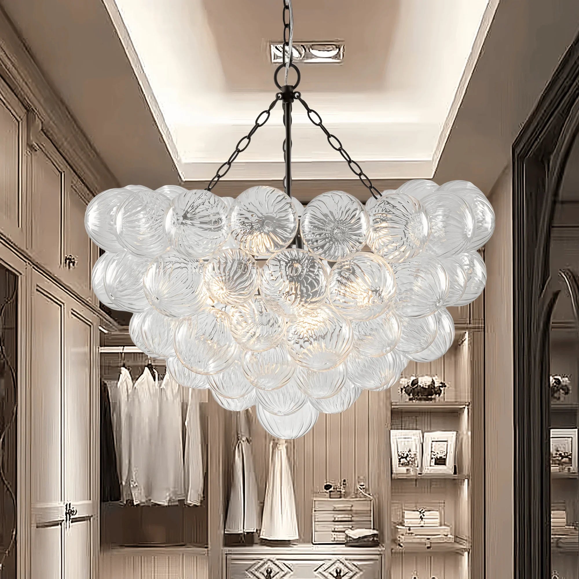 lustre suspendu à bulles de verre design moderne pour intérieur élégant - vue 5 sur 12