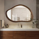 American solid wood bathroom mirror with irregular and retro decoration, Nordic household dressing mirror