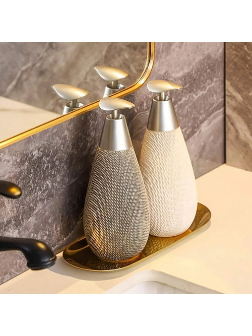 Creative Retro Style Ceramic Push-Type Soap Dispenser With Pump,  Hand Soap Bottle, Suitable For Bathrooms Kitchens And Toilets - vue 2 sur 11