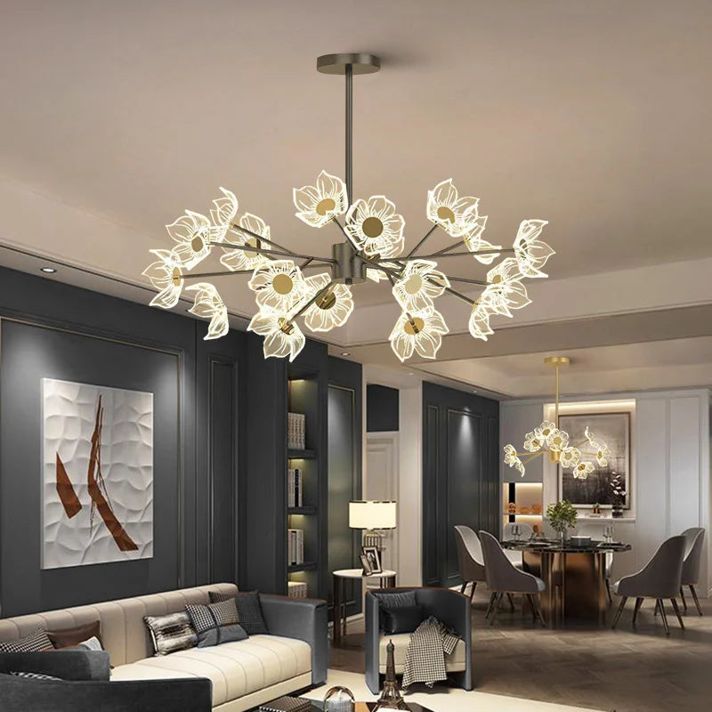 lustre moderne en fleurs pour décoration intérieure élégante - vue 4 sur 11