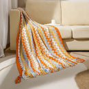 Plaid bohème tissé à pompons doux canapé lit