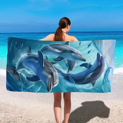 Serviette de plage motif animal séchage rapide microfibre