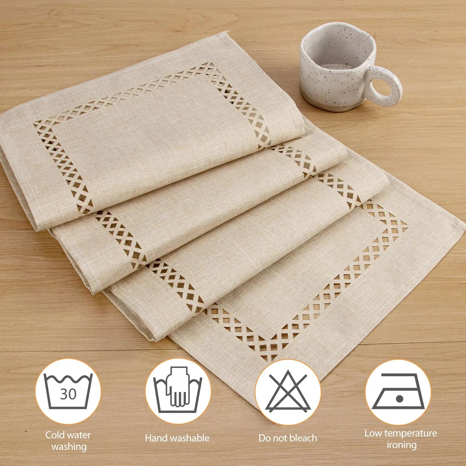 chemin de table lin ajoure style moderne repas - vue 6 sur 13