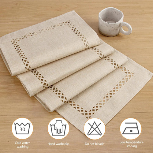 chemin de table lin ajoure style moderne repas - vue 7 sur 13