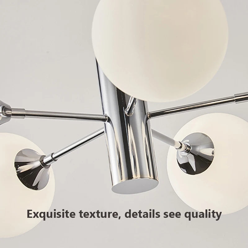 Lustre LED moderne pour chambre à coucher salle à manger lait blanc boule de verre cuisine décor à la maison - vue 6 sur 9