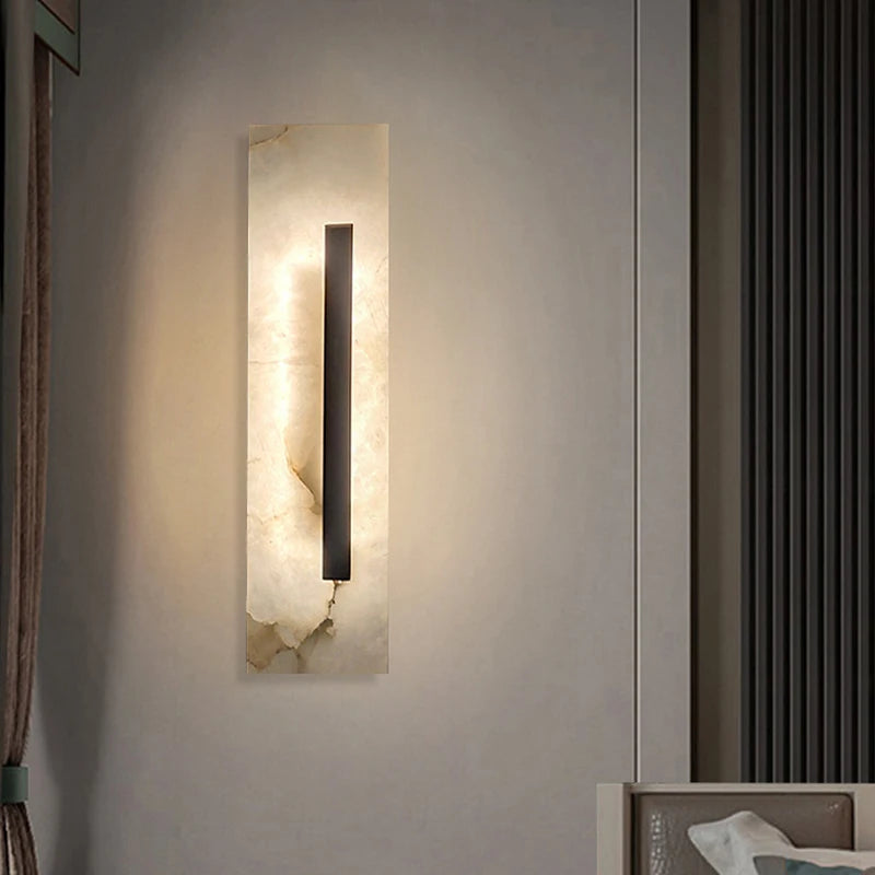 40CM High Natural Marble Wall Lamp Led Postmodern Living Room Bedroom Home Decor Light Luxury Bedside Hallway Sconce - vue 4 sur 7