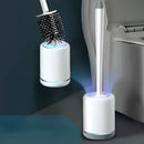 brosse de toilette suspendue en silicone avec manche long et support rapide