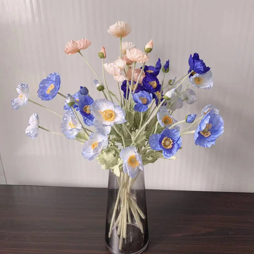 fausses fleurs de pavot en soie pour décorations de mariage et fêtes - vue 7 sur 29