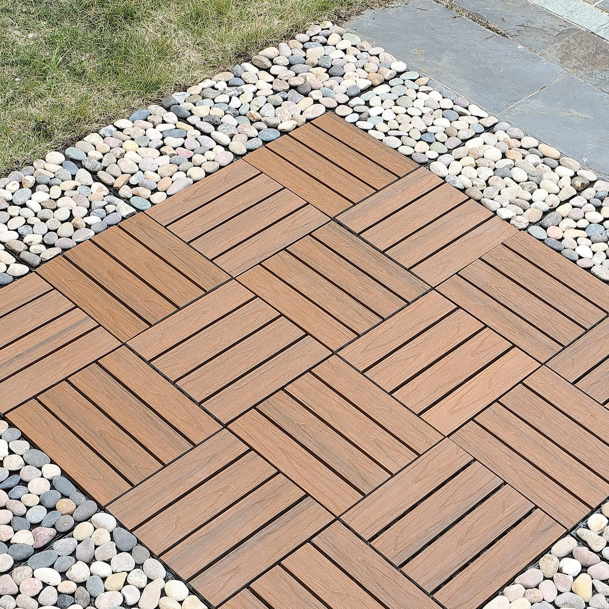 Dalle clipsable bois terrasse balcon extérieur 30cm - vue 6 sur 6