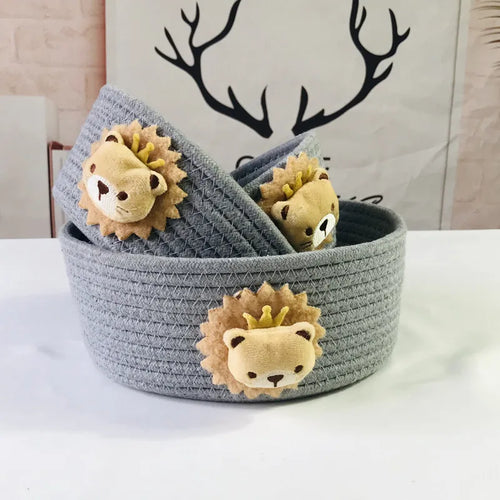 panier de rangement tissé animaux pour jouets et divers objets - vue 5 sur 21