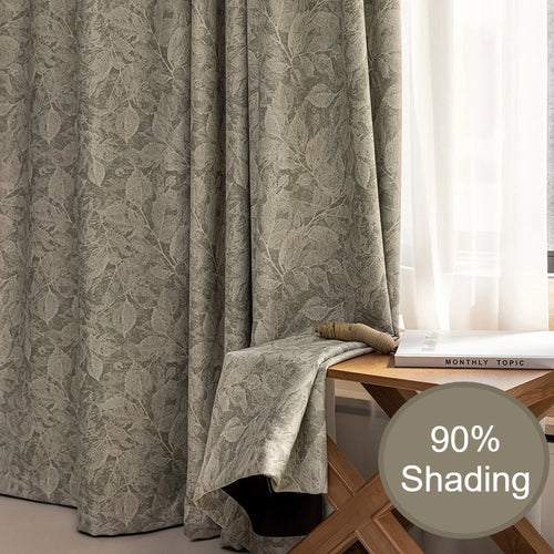 Rideau occultant style français motif feuilles luxueux salon