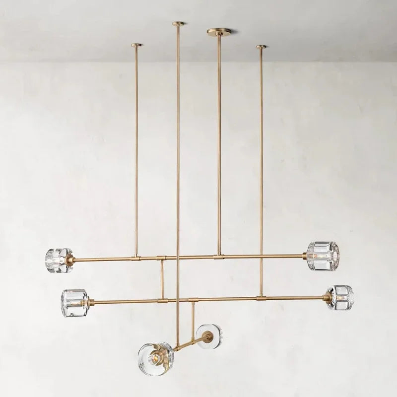 lustre en cristal de style américain en cuivre moderne - vue 3 sur 10