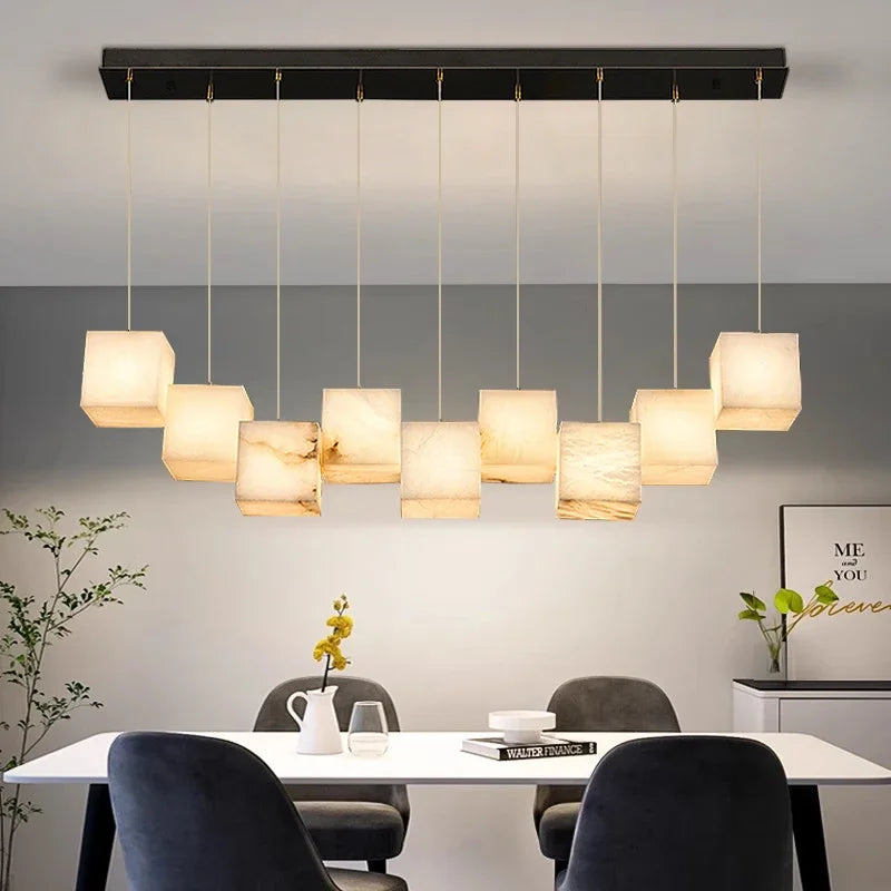 Kronleuchter aus spanischem Marmor im minimalistischen chinesischen Stil für elegantes Interieur - vue 4 sur 15