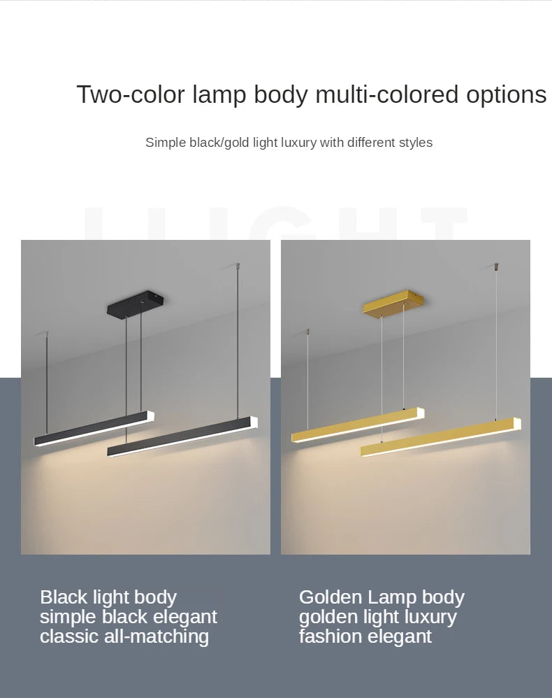 lustre moderne simple avec bande linéaire led pour restaurant - vue 5 sur 16