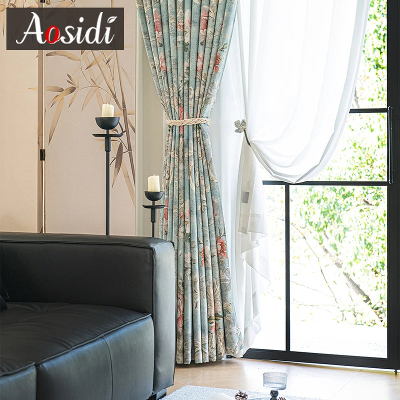 Rideau occultant moderne motif floral pour chambre salon