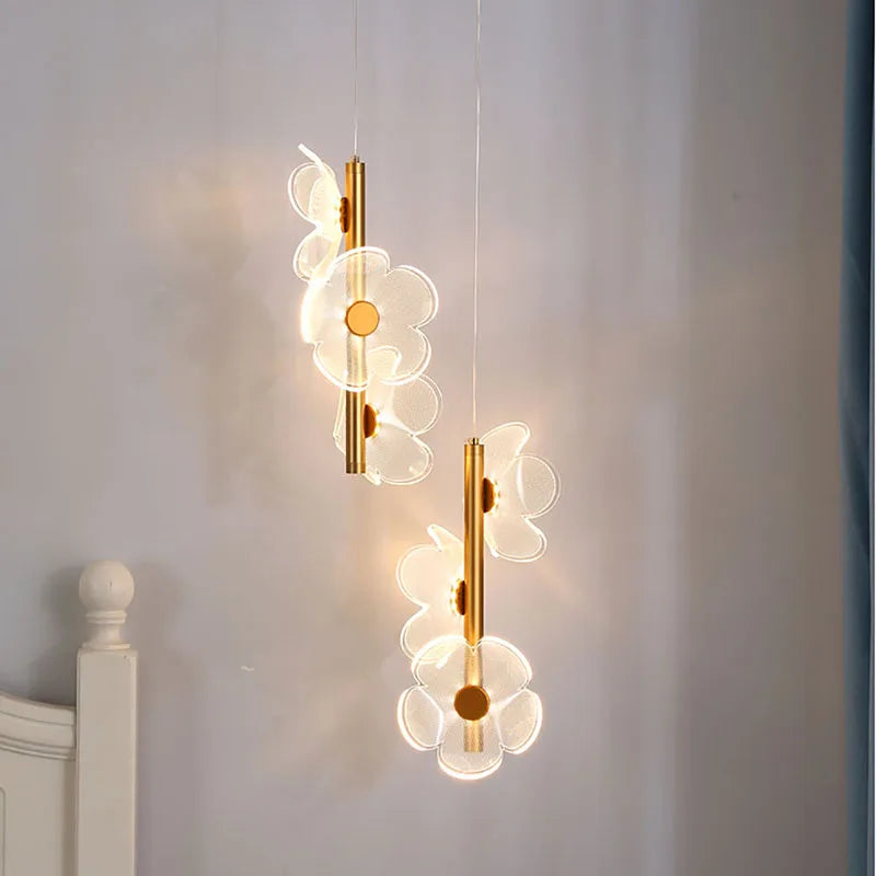 suspension design fleur lumineuse pour intérieur enfants et étude - vue 3 sur 7