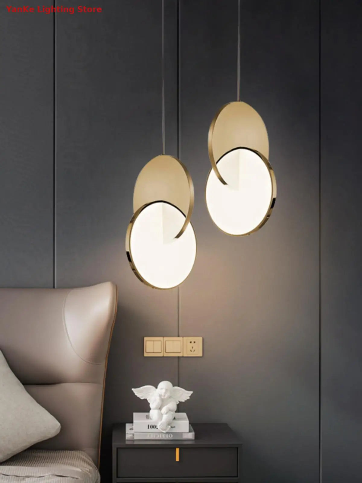 Nordic creative bar restaurant post-modern simple bedroom bedside designer single head net red light luxury art chandelier - vue 2 sur 13