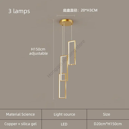 lustre moderne en cuivre avec éclairage LED design élégant - vue 12 sur 24